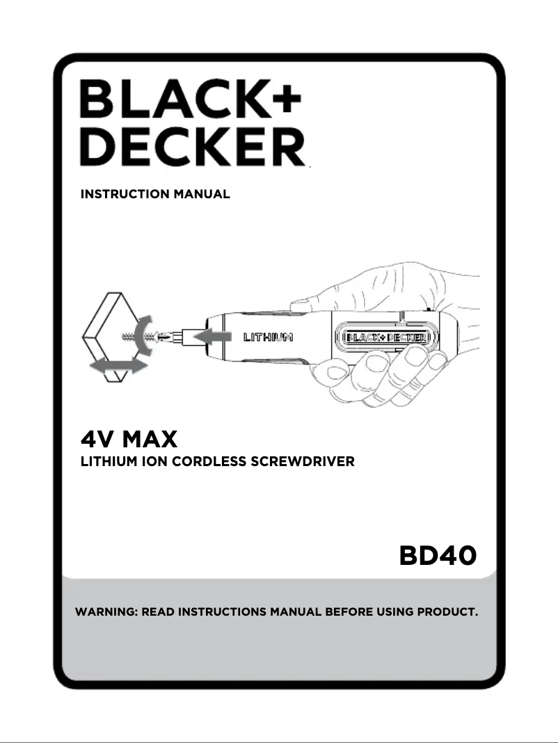 First page image of the manual for BD40