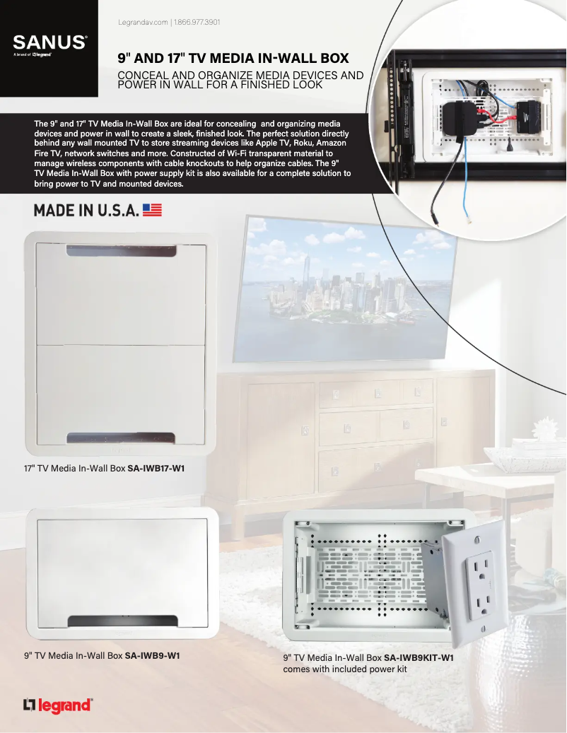 Page 1 of the manual Technical Sheet Sanus SA-IWB17