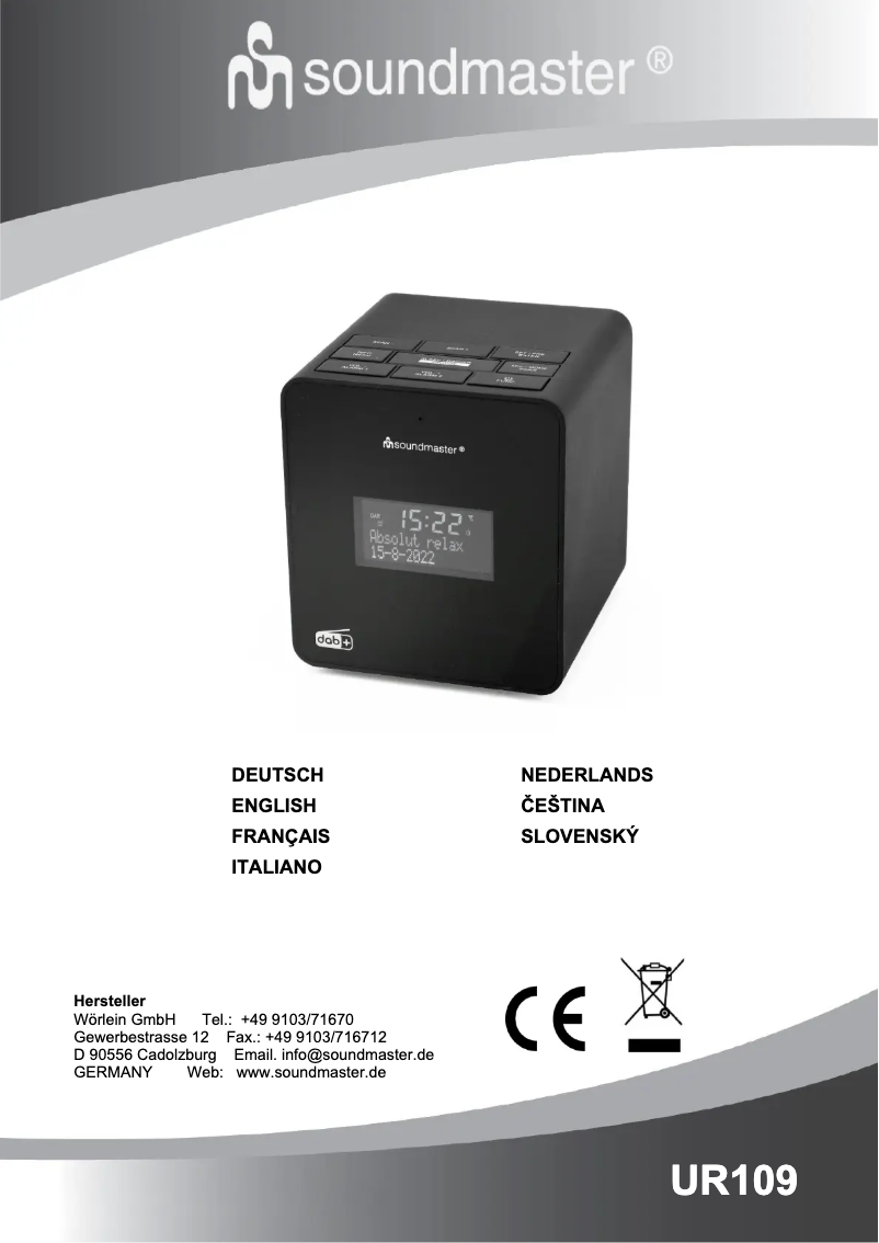 Page 1 of the manual User Manual Soundmaster UR109