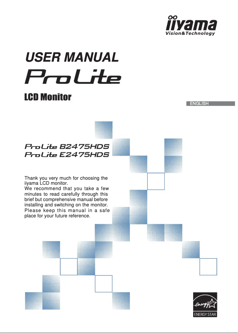 First page image of the manual for ProLite B2475HDS