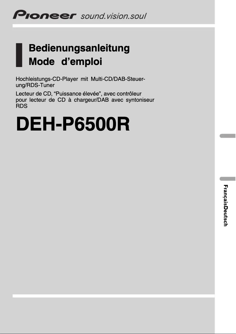 First page image of the manual for DEH-P6500R