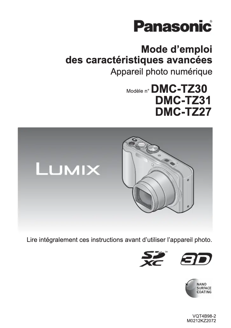 First page image of the manual for Lumix DMC-TZ27