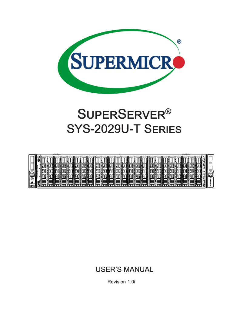 First page image of the manual for SuperServer 2029U-TR25M