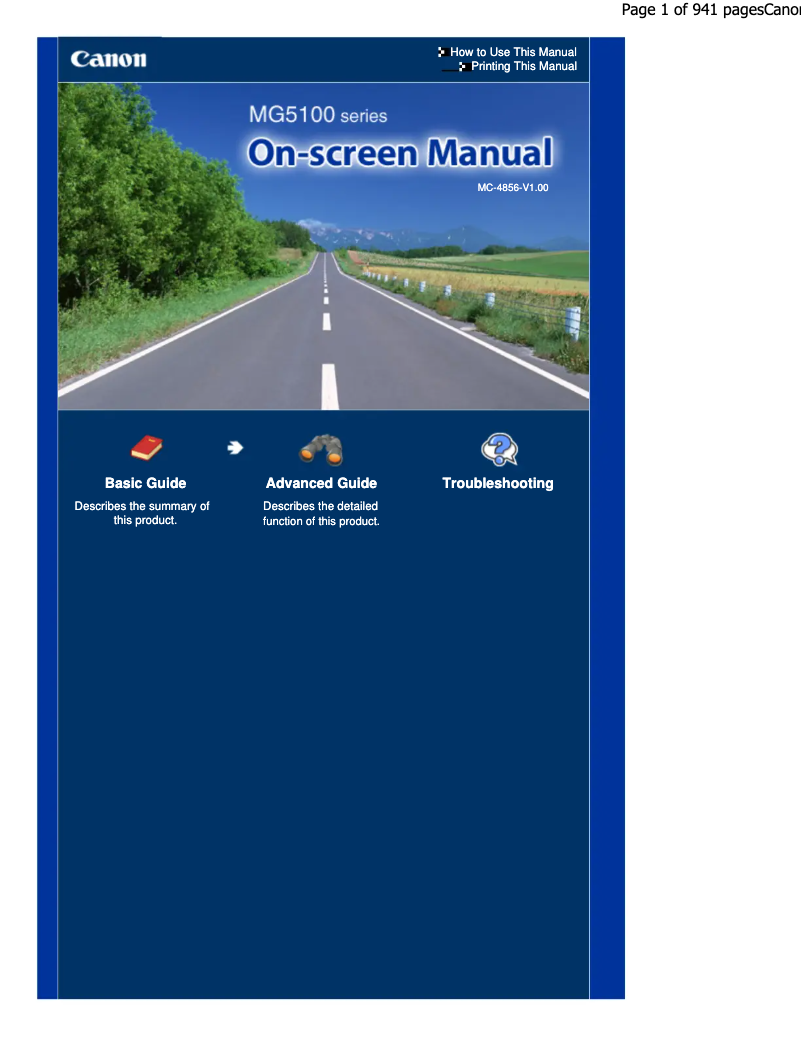 Page 1 of the manual User Manual Canon Pixma MG5150