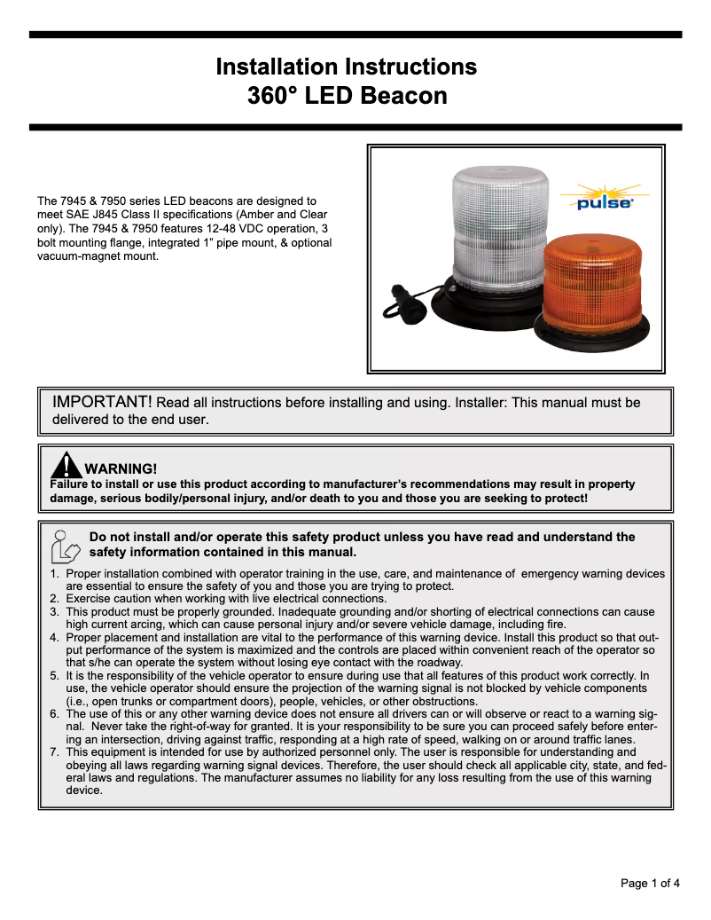 First page image of the manual for X7945