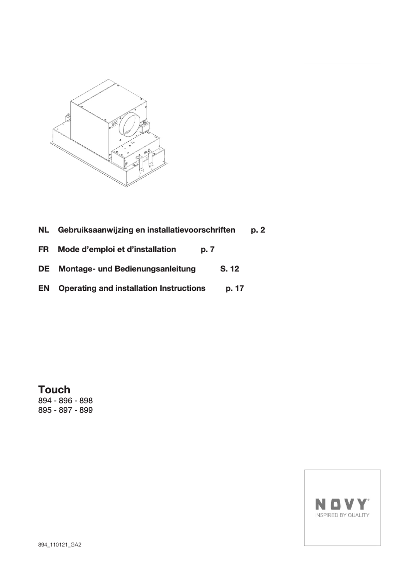 Page 1 of the manual User Manual Novy Touch 896