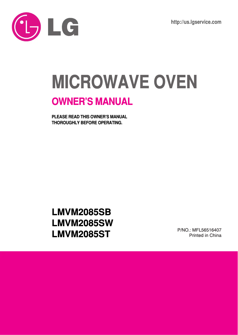 First page image of the manual for LMVM2085SW