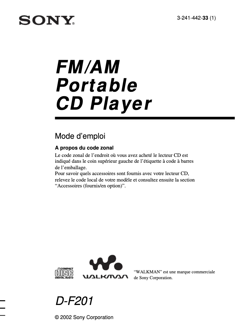 First page image of the manual for D-F201