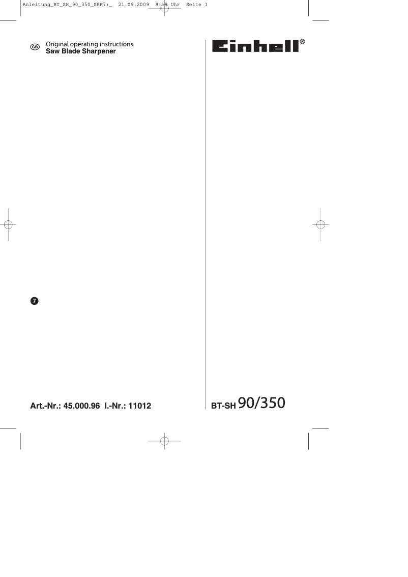 First page image of the manual for BT-SH 90/350