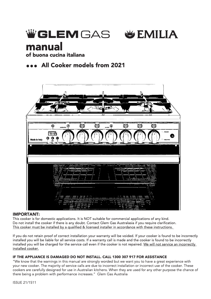 Page 1 of the manual User Manual Glem Gas GA965GEXMB