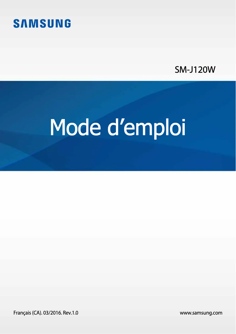 First page image of the manual for Galaxy J1