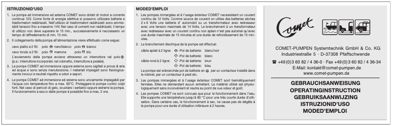 Page 1 of the manual User Manual Comet Ocean-Plus 12V