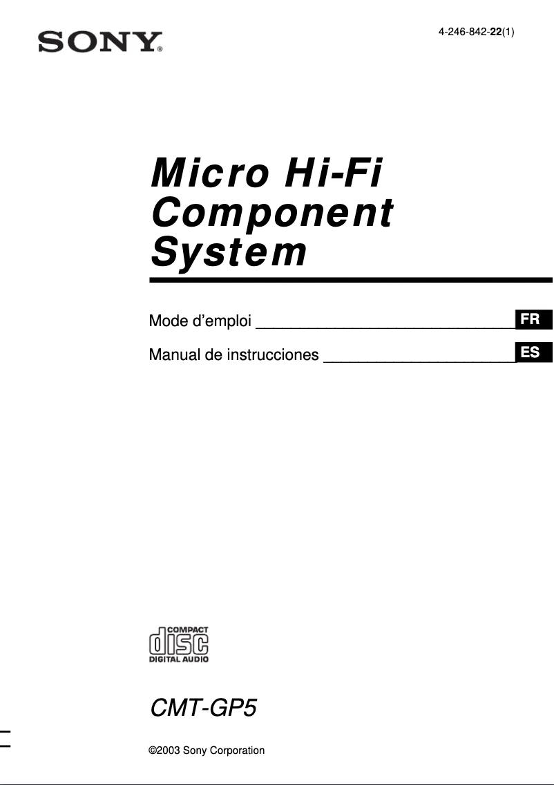 First page image of the manual for CMT-GP5