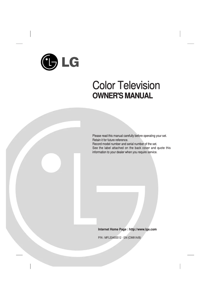 First page image of the manual for 21FU6RLG