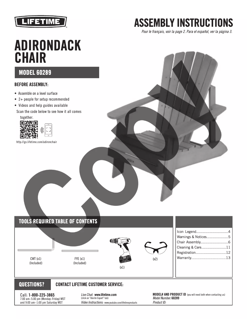 First page image of the manual for 60289