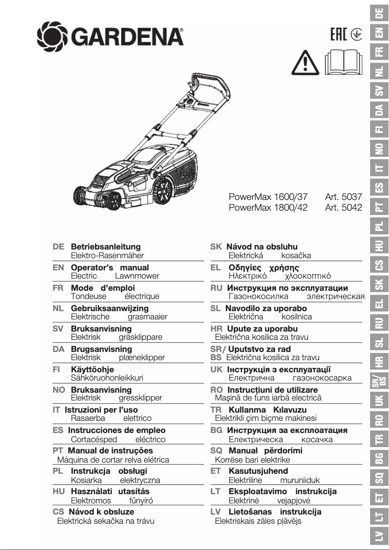 First page image of the manual for PowerMax 37