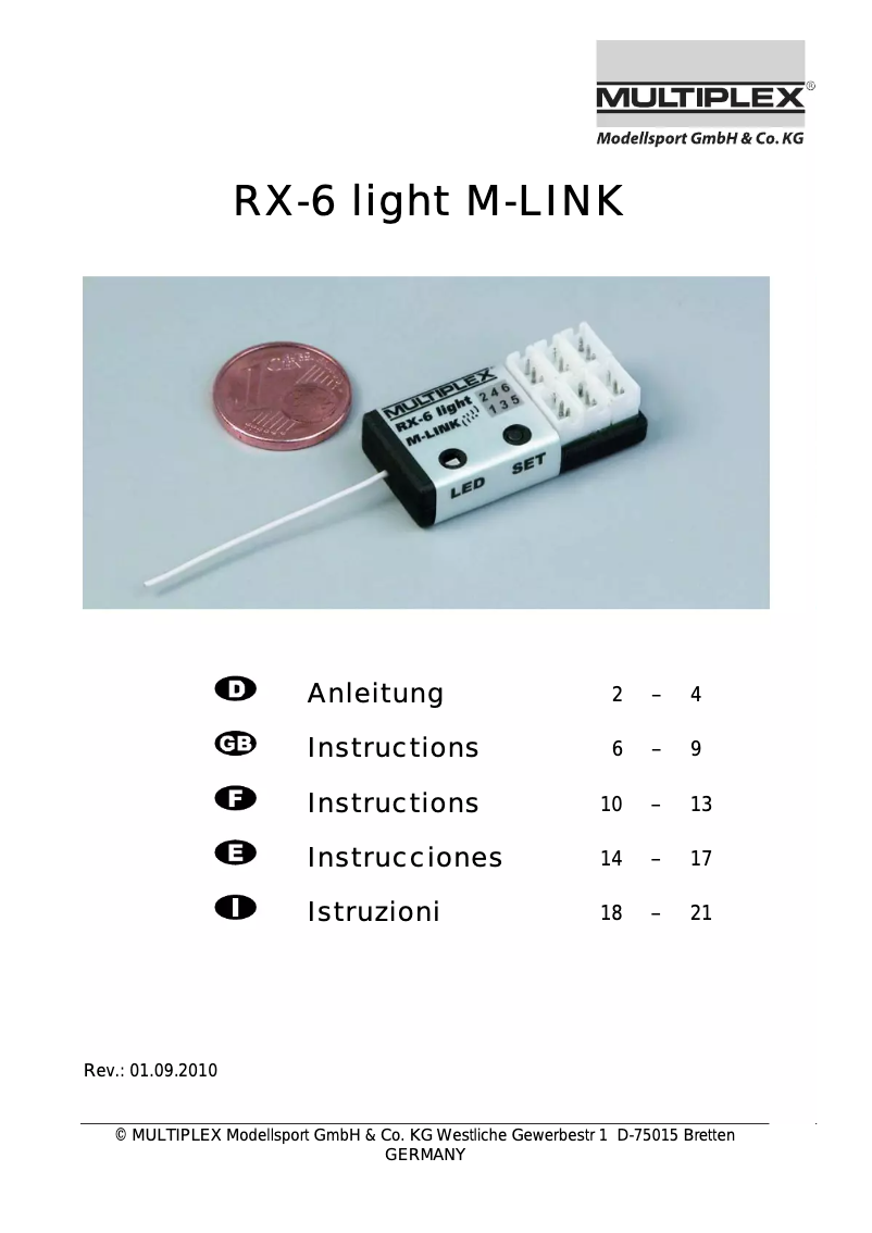 First page image of the manual for RX-6