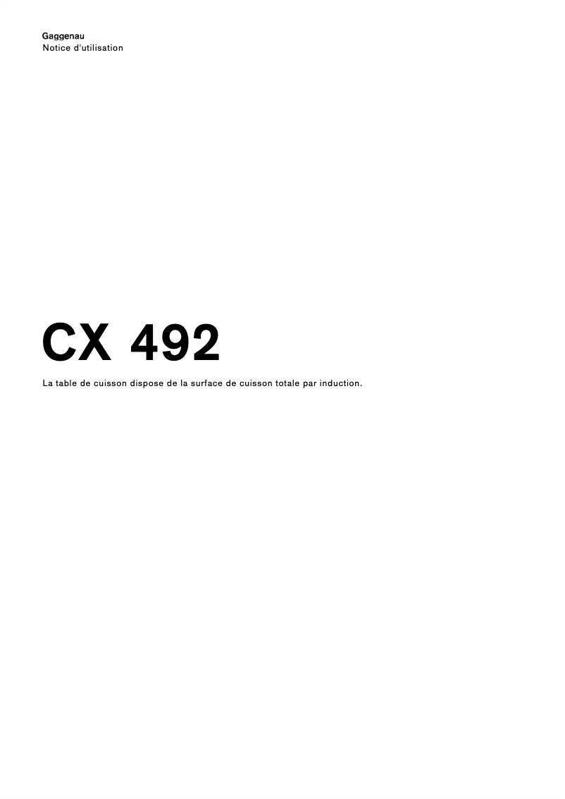Page 1 of the manual User Manual Gaggenau CX492110