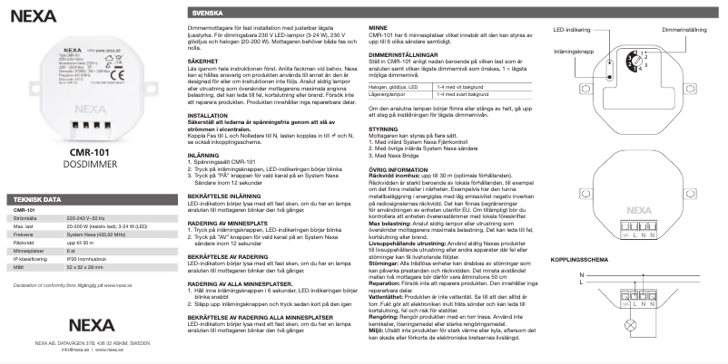 First page image of the manual for CMR-101