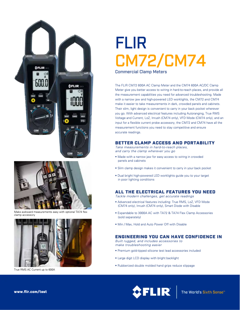 Page 1 of the manual Technical Sheet FLIR CM72