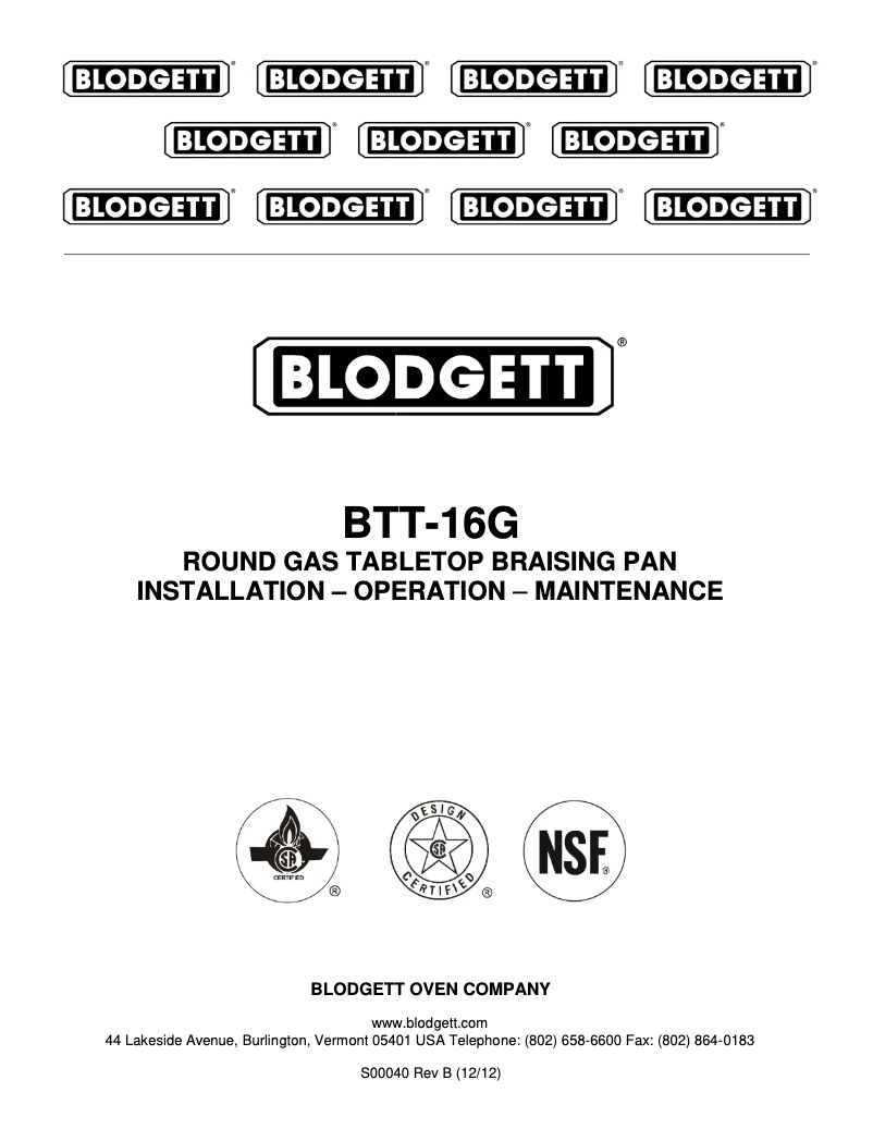 First page image of the manual for BTT-16G