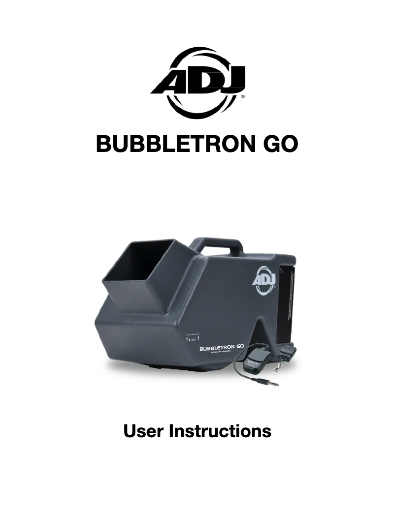 First page image of the manual for Bubbletron Go