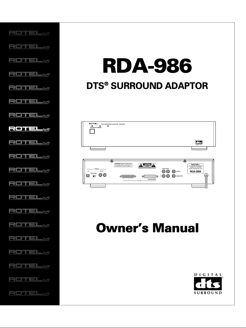 First page image of the manual for RDA986