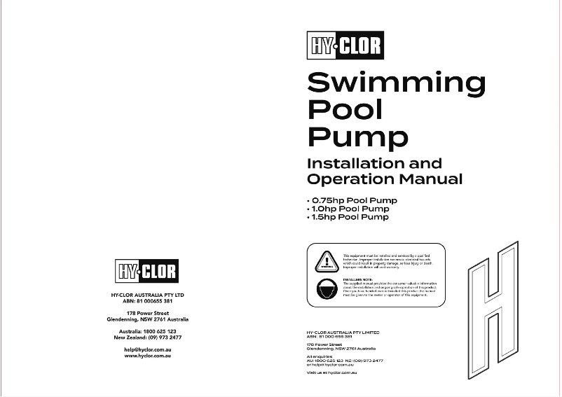 Page 1 of the manual User Manual HY-CLOR 1.0HP