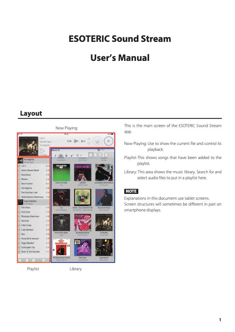Page 1 of the manual User Manual Esoteric Sound Stream