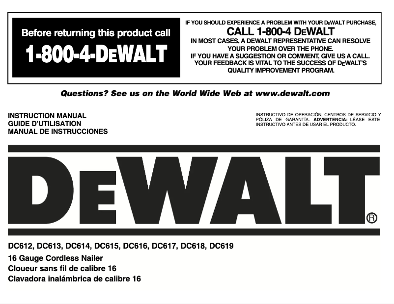 Page 1 of the manual User Manual DeWalt DC617KA