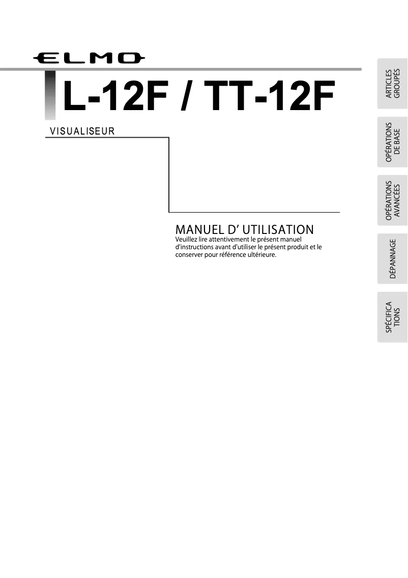 Page 1 of the manual User Manual Elmo TT-12F