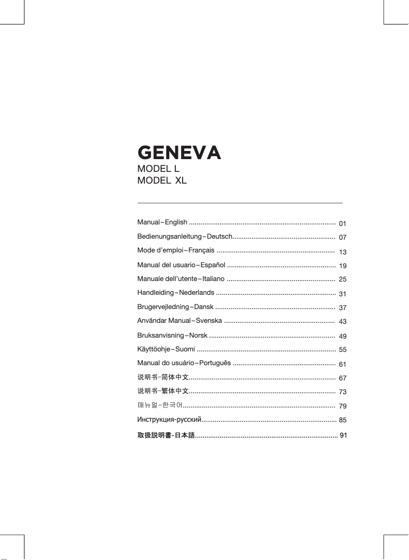 Page 1 of the manual User Manual Geneva Classic/XL