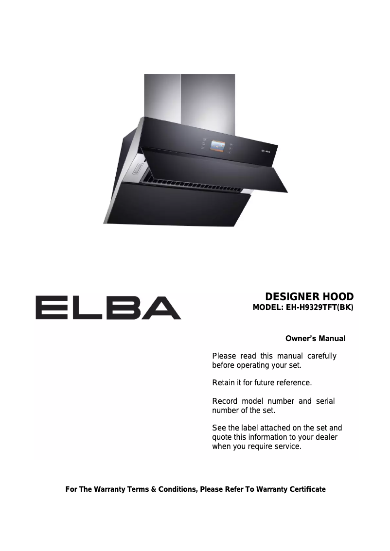 Page 1 of the manual User Manual Elba EH-H9329TFT(BK)