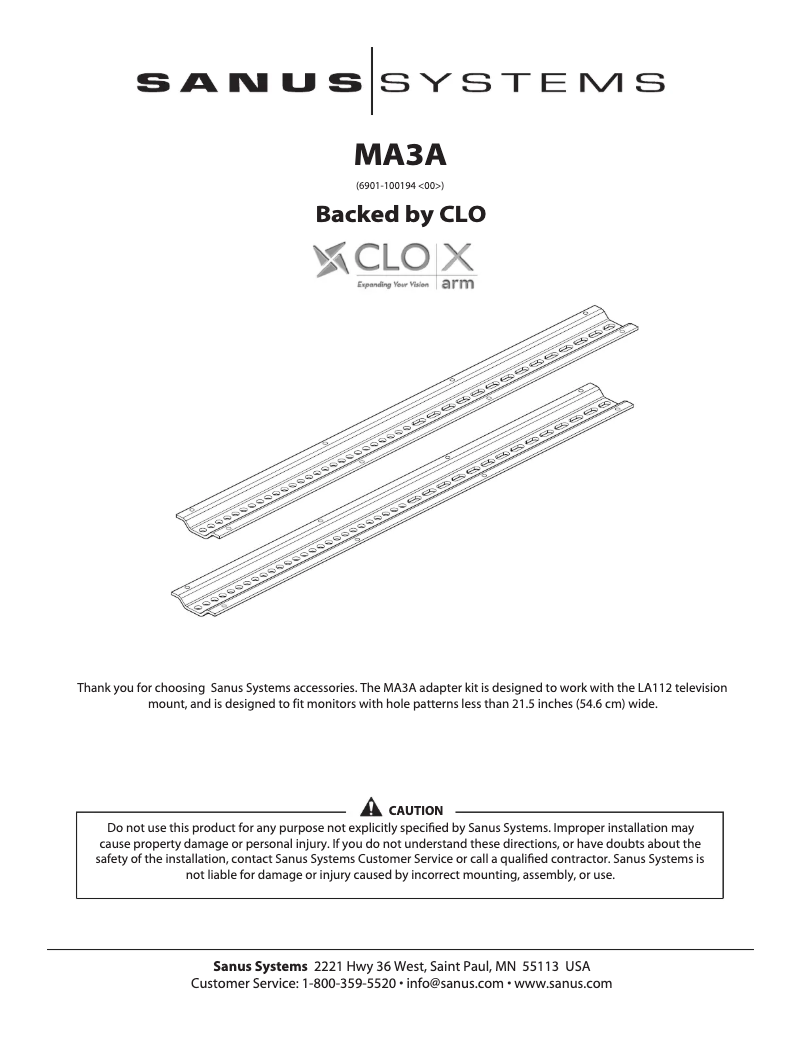 First page image of the manual for MA3A