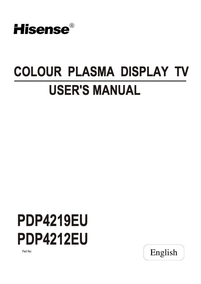 Page 1 of the manual User Manual Hisense PDP4212
