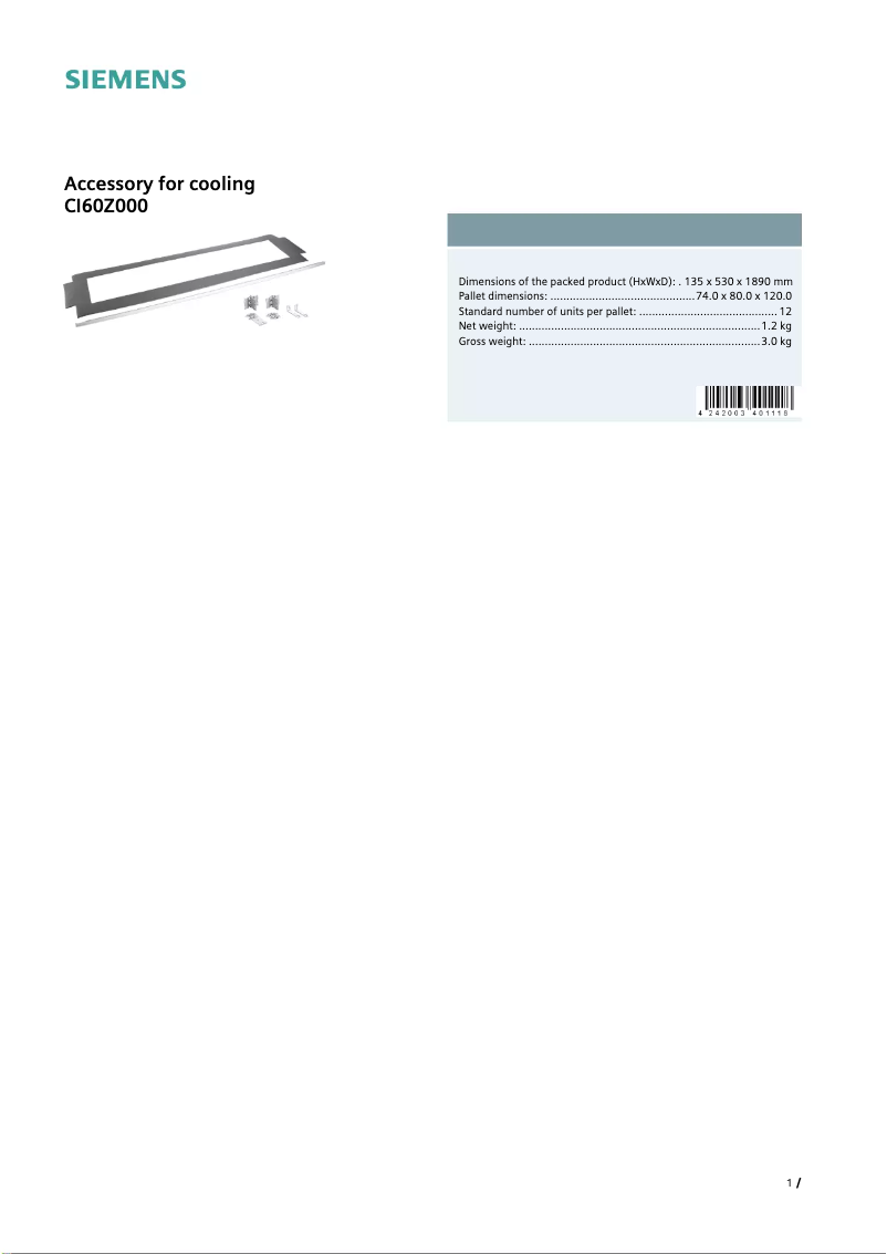 First page image of the manual for CI60Z000