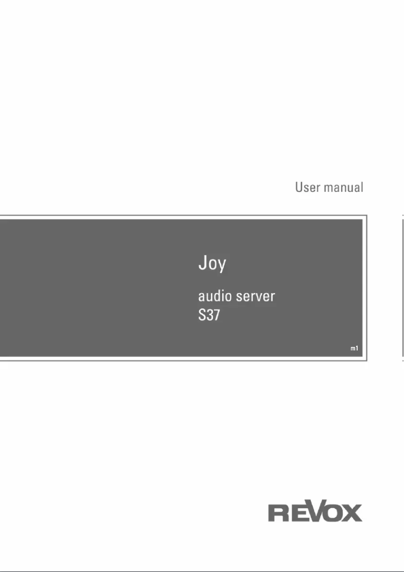 Page 1 of the manual User Manual Revox Joy S37
