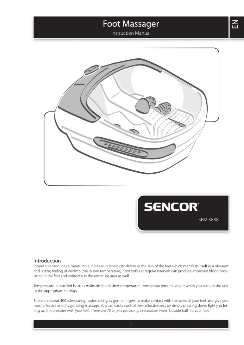 First page image of the manual for SFM 3838