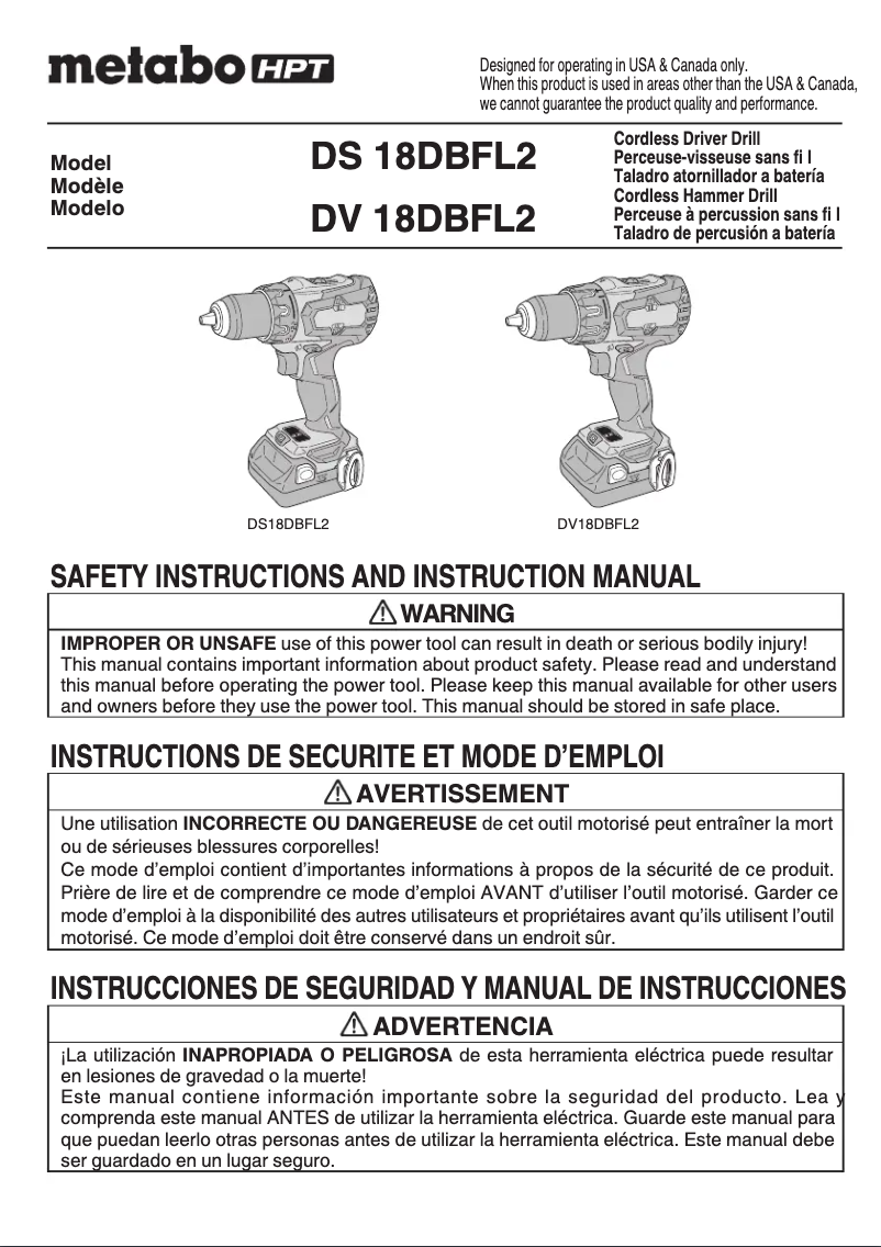 Page 1 of the manual User Manual HiKOKI DS 18DBFL2