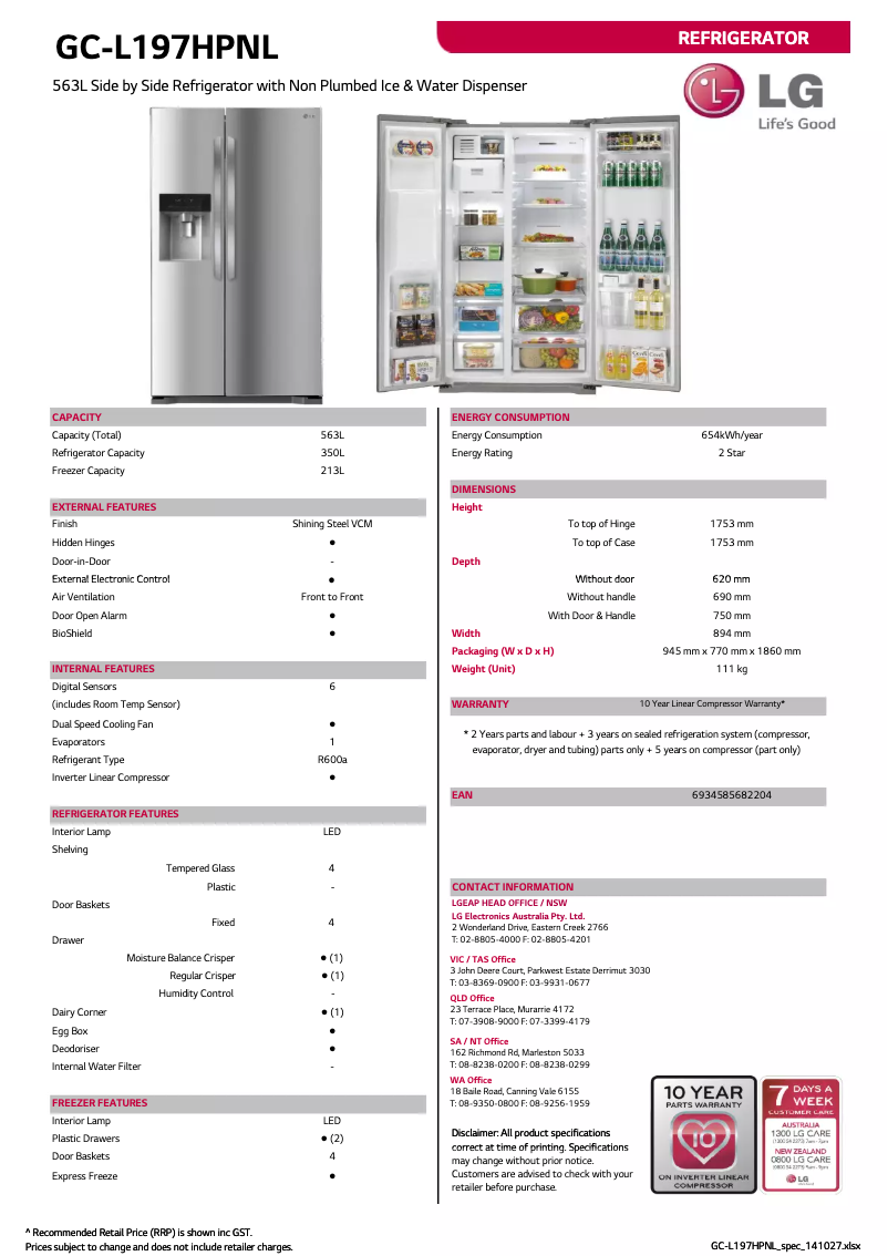 Page 1 of the manual User Manual LG GC-L197HPNL