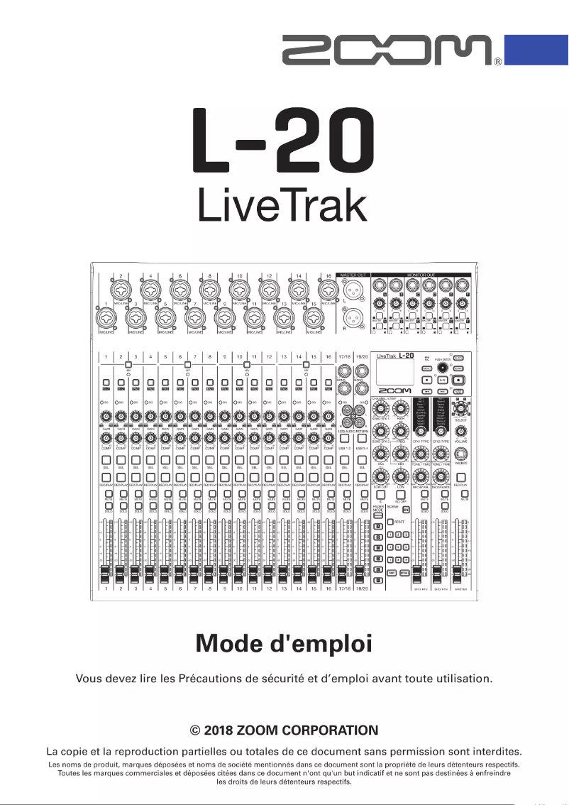 First page image of the manual for LiveTrak L-20