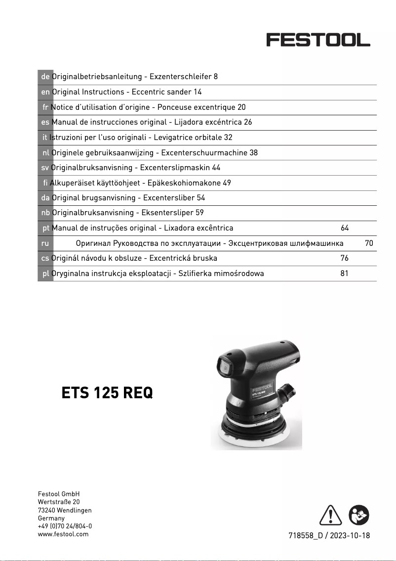 First page image of the manual for ETS 125 REQ-Plus