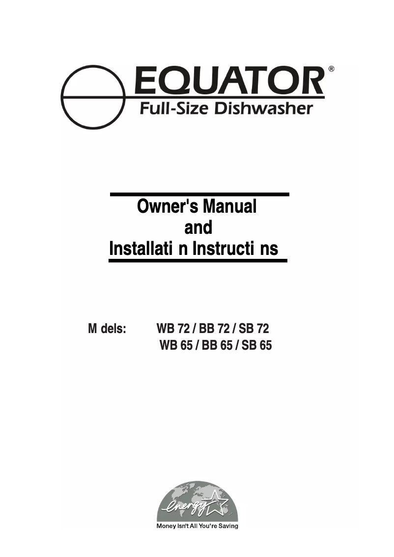 Page 1 of the manual User Manual Equator BB65
