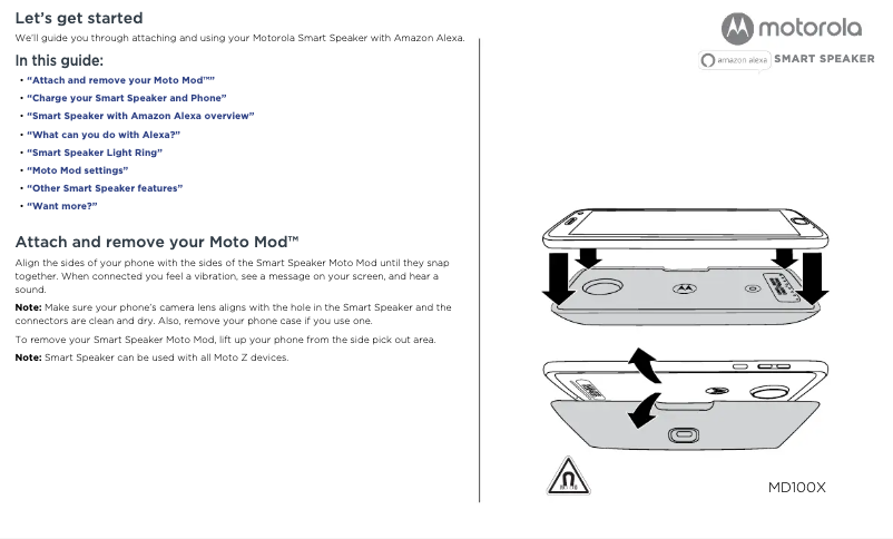 Page 1 of the manual User Manual Motorola Smart Speaker