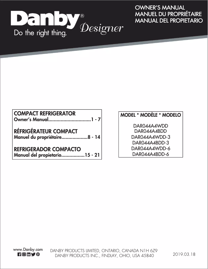 First page image of the manual for DAR044A4