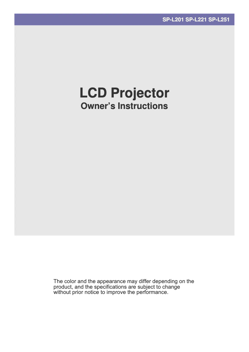 First page image of the manual for SP-L201