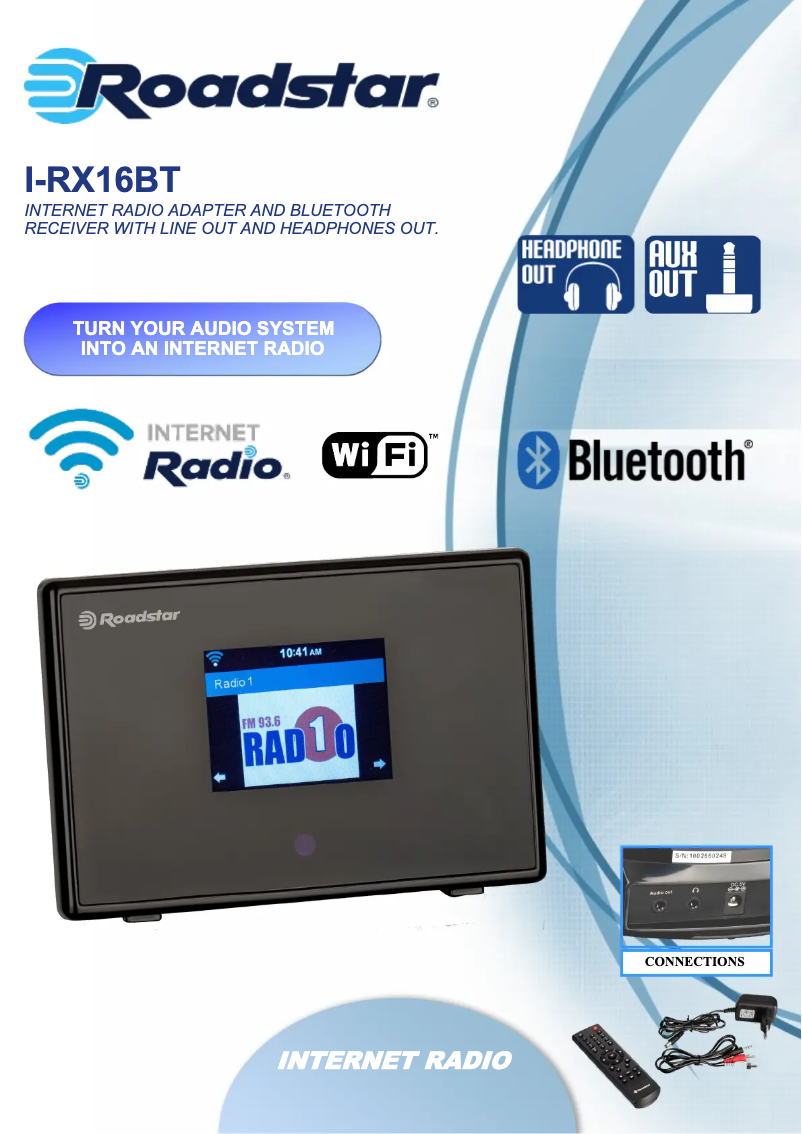 Page 1 de la notice Fiche technique Roadstar I-RX16BT