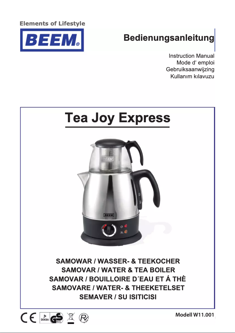Page 1 de la notice Manuel utilisateur BEEM Tea Joy Express W11.001