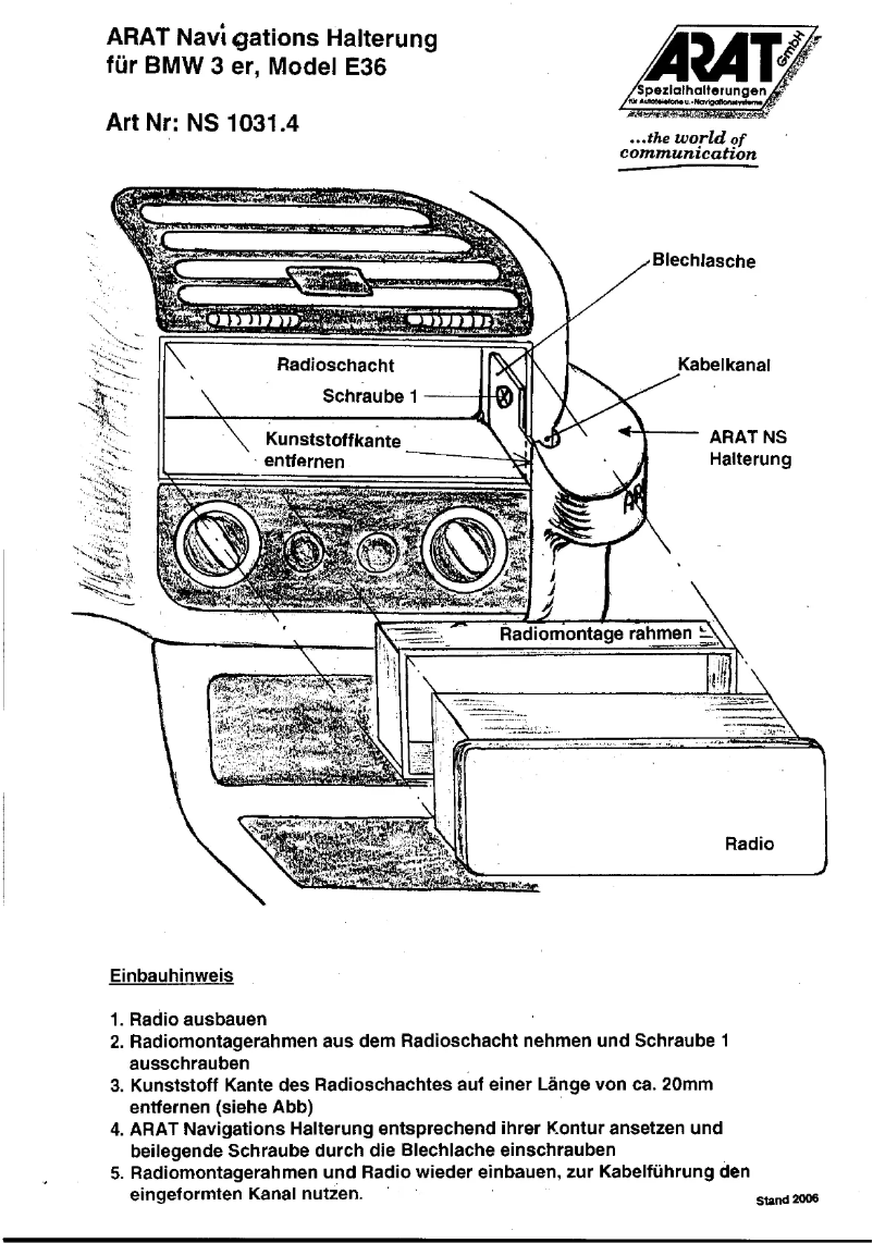 Page 1 of the manual User Manual Arat NS1031.4
