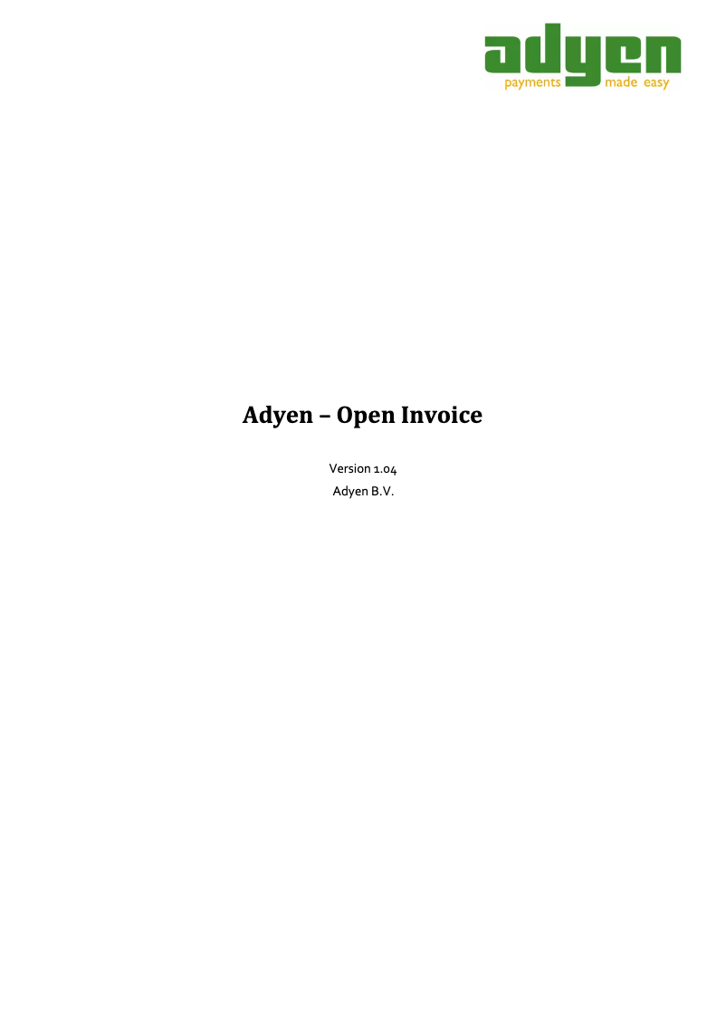 Page 1 of the manual User Manual Adyen Open Invoice
